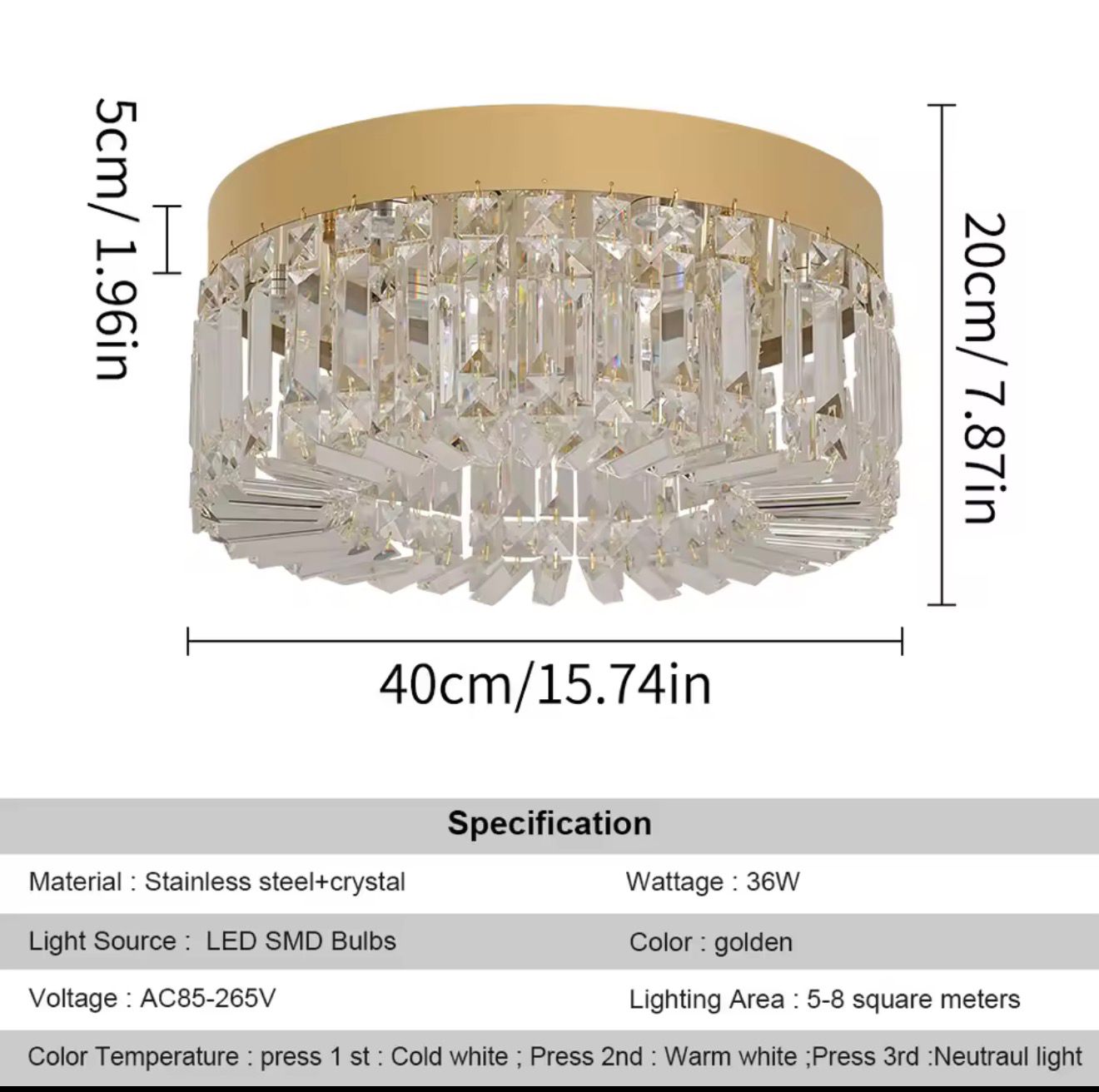 Crystal Ceiling Lamp Living Room Gold Luxury Modern Chandeliers Decoration Led Ceiling Lights Lighting Fixture Diameter 40 50cm