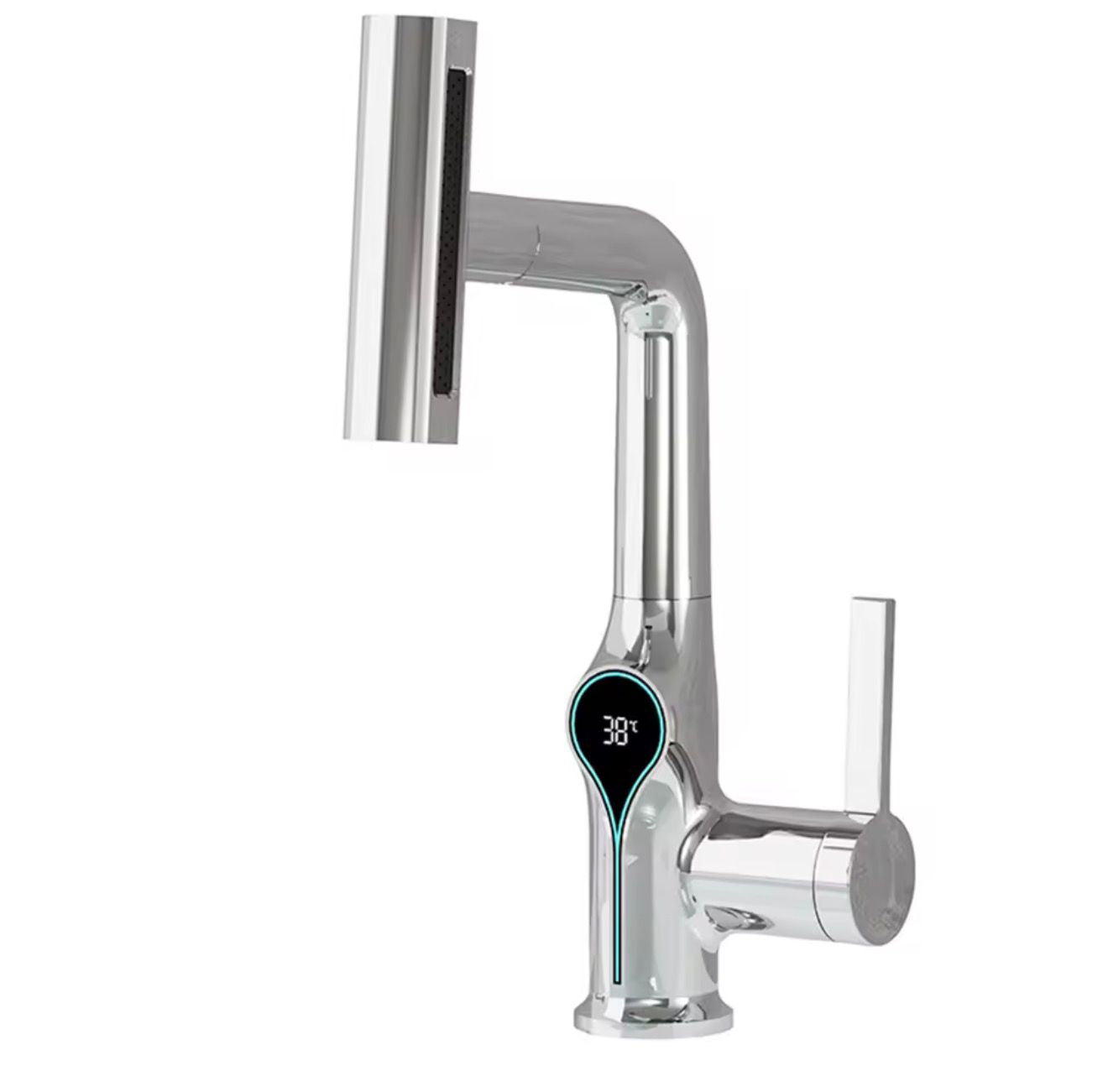 Waterfall Temperature Digital Display Basin Faucet Lift Up Down Stream Sprayer Hot Cold Water Sink Mixer Wash Tap For Bathroom