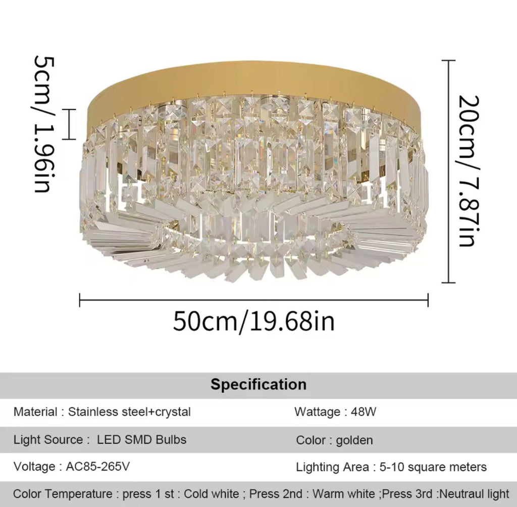 Crystal Ceiling Lamp Living Room Gold Luxury Modern Chandeliers Decoration Led Ceiling Lights Lighting Fixture Diameter 40 50cm