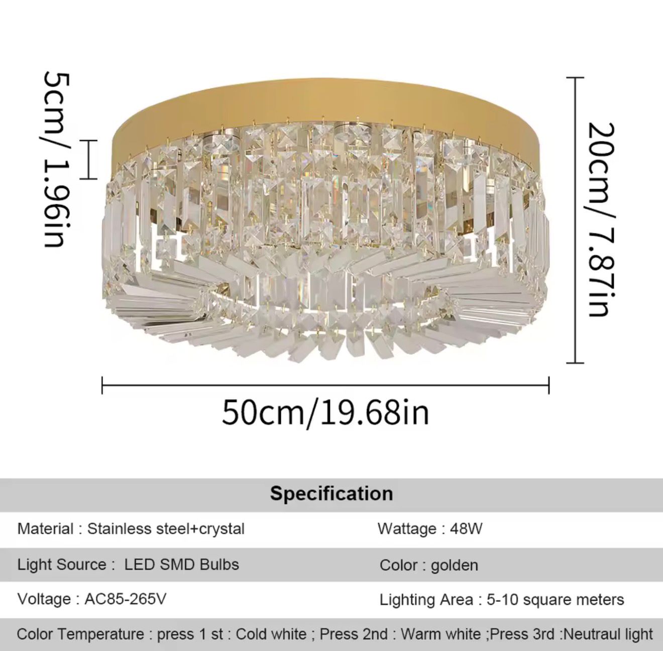 Crystal Ceiling Lamp Living Room Gold Luxury Modern Chandeliers Decoration Led Ceiling Lights Lighting Fixture Diameter 40 50cm