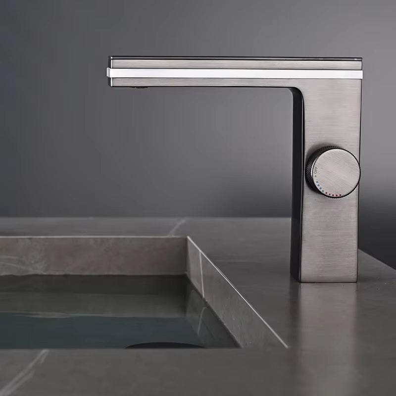 Digital Display Bathroom Basin Faucet Intelligent LED Brass Deck Mounted Washbasin Crane Hot Cold Water Mixer Sink Vanity Tap