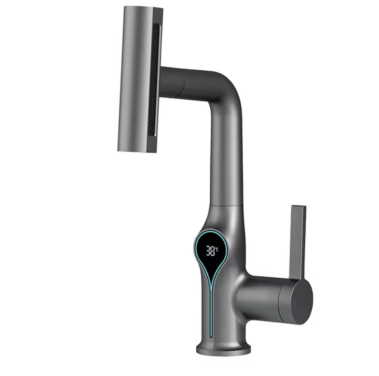 Waterfall Temperature Digital Display Basin Faucet Lift Up Down Stream Sprayer Hot Cold Water Sink Mixer Wash Tap For Bathroom